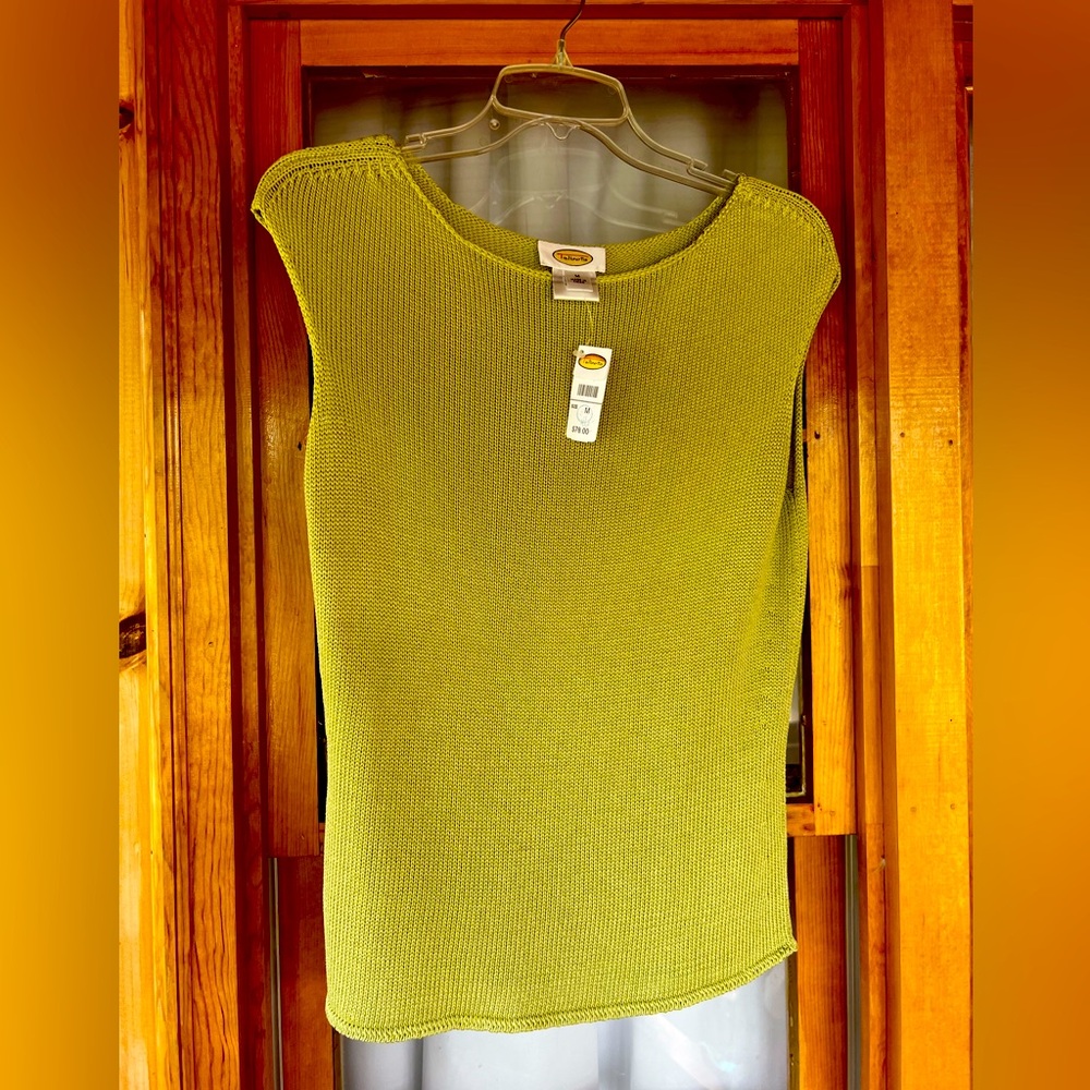 Talbots Knitted Sleeveless Top Size Medium Green NEW WITH TAGS